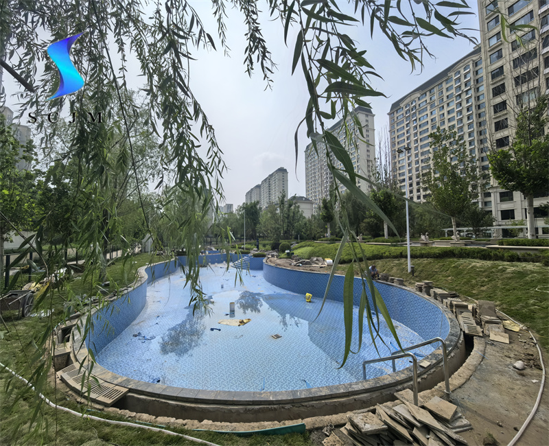 河北廊坊小區泳池膠膜鋪裝完成